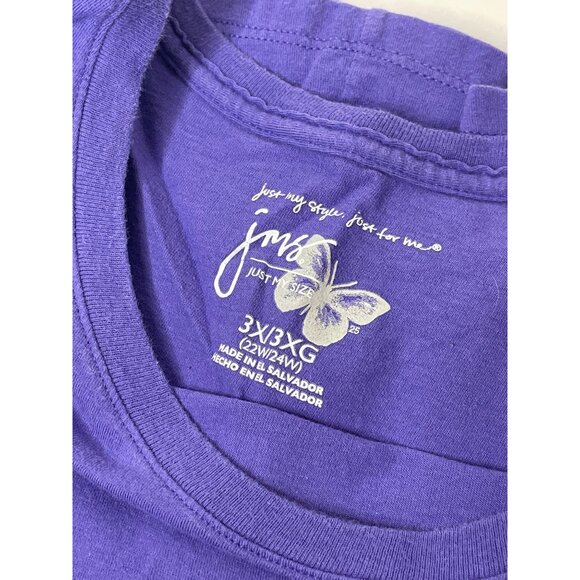Just My Size Purple Short Sleeve Crewneck T-Shirt Plus Size Womens 3X 22W 24W - Picture 4 of 4